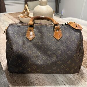 Brown Monogram Leather Handbag